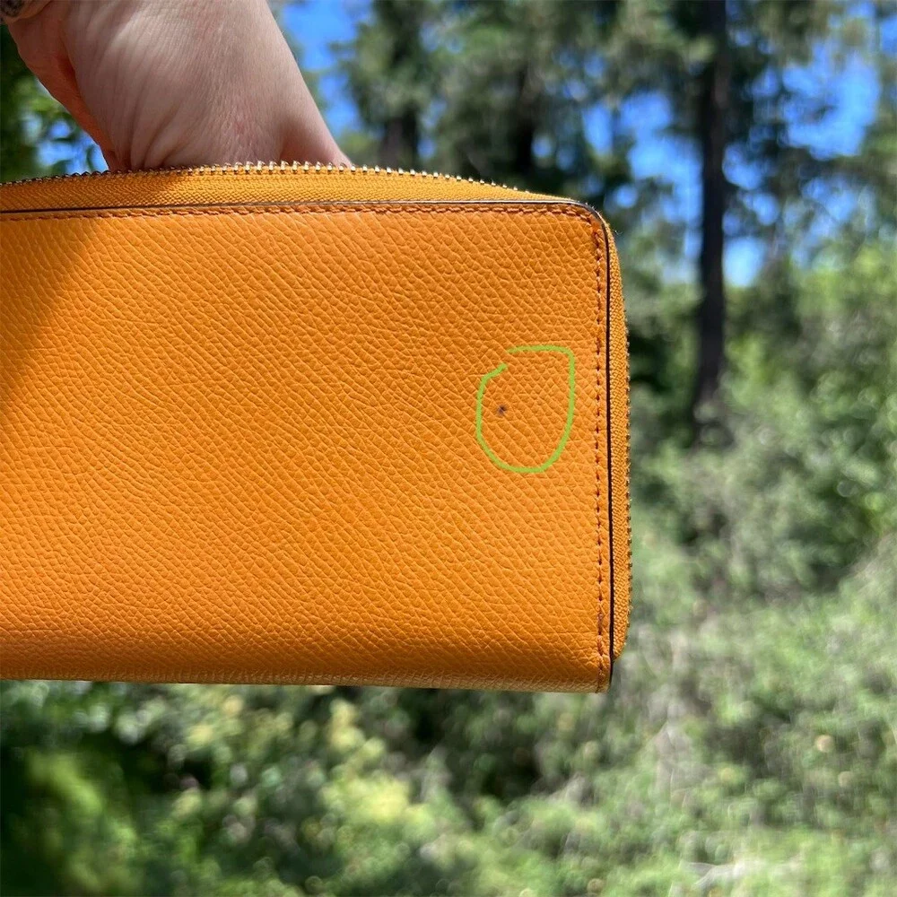 COACH Long Zip-Around Wallet Orange Crossgrain Leather Gold Hardware AUTHENTIC